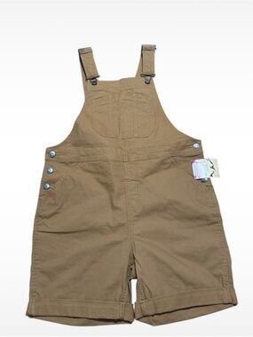 Blue Mountain Women’s Dark Khaki Canvas Short Overalls Size M NWT 9” Inseam